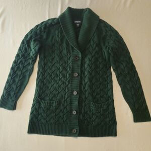 Lands' End Forest Green Shawl Collar Cardigan